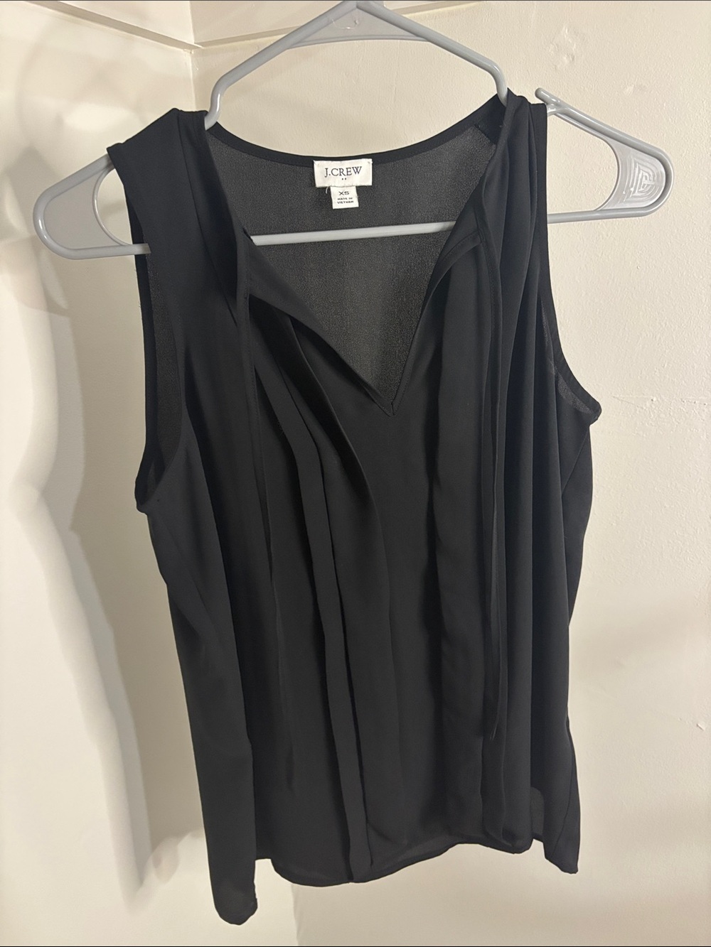 J. Crew Black Sleeveless V-Neck Pleated Camisole
